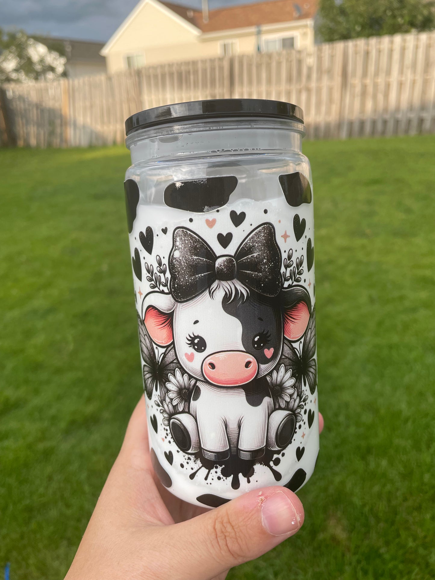 Black Cow Snow Globe Tumbler RTS