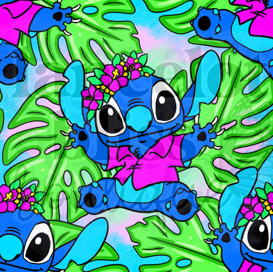 Floral Blue Alien Seamless