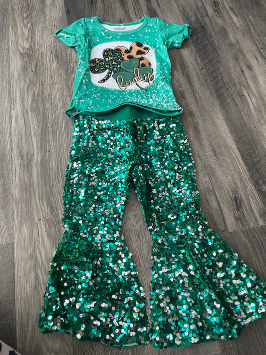 Green Lucky Sequin Bells Set RTS