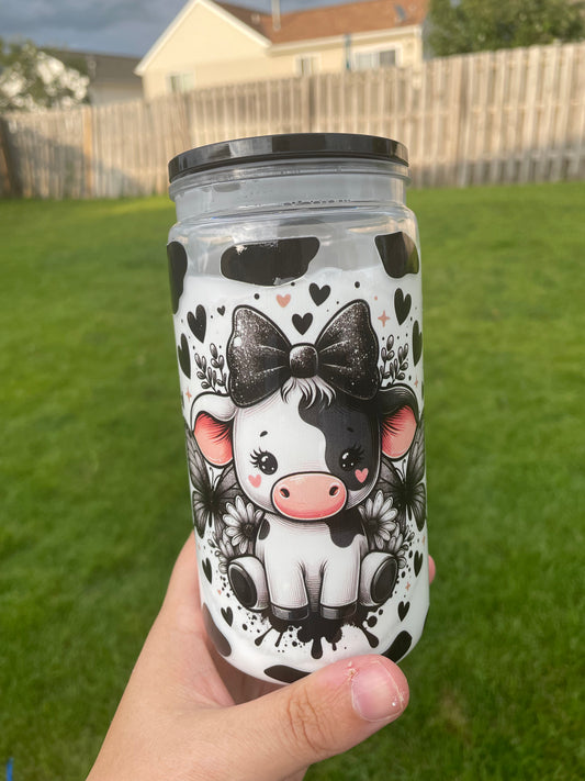 Black Cow Snow Globe Tumbler RTS