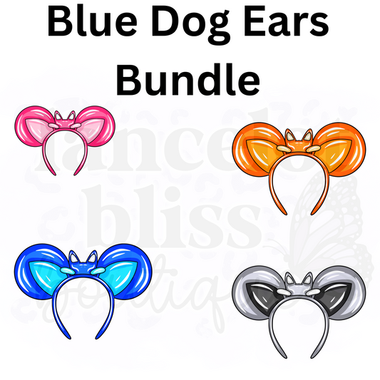 4 Blue Dog Ears Clip Art Bundle