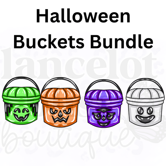 4 Halloween Buckets Clip Art Bundle